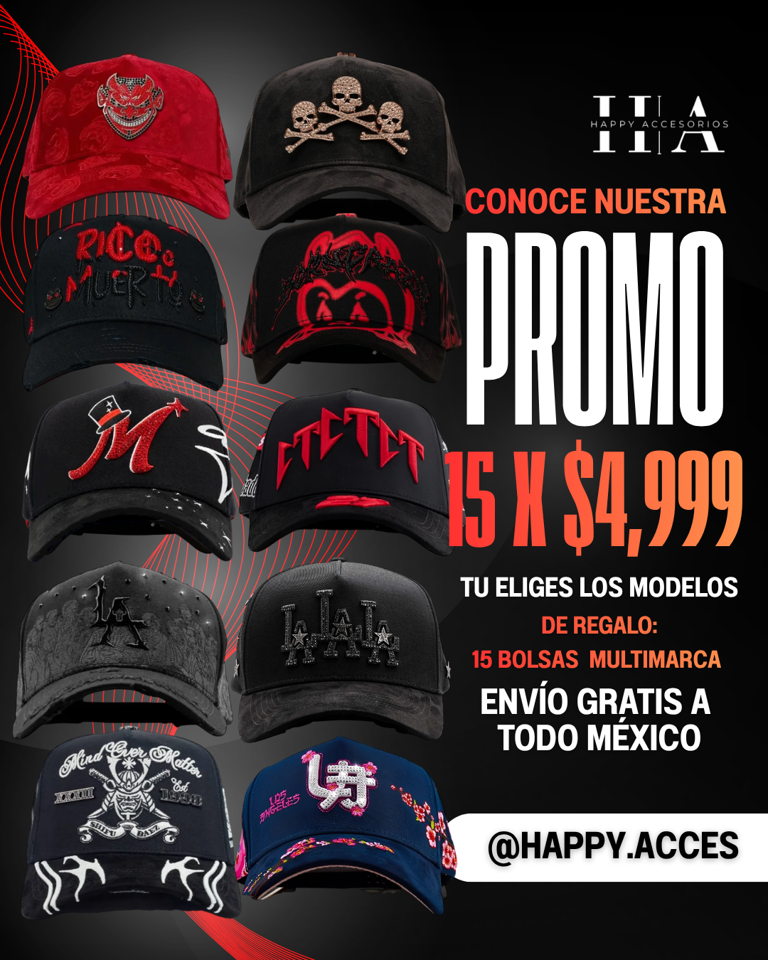 Paquete 15 Gorras