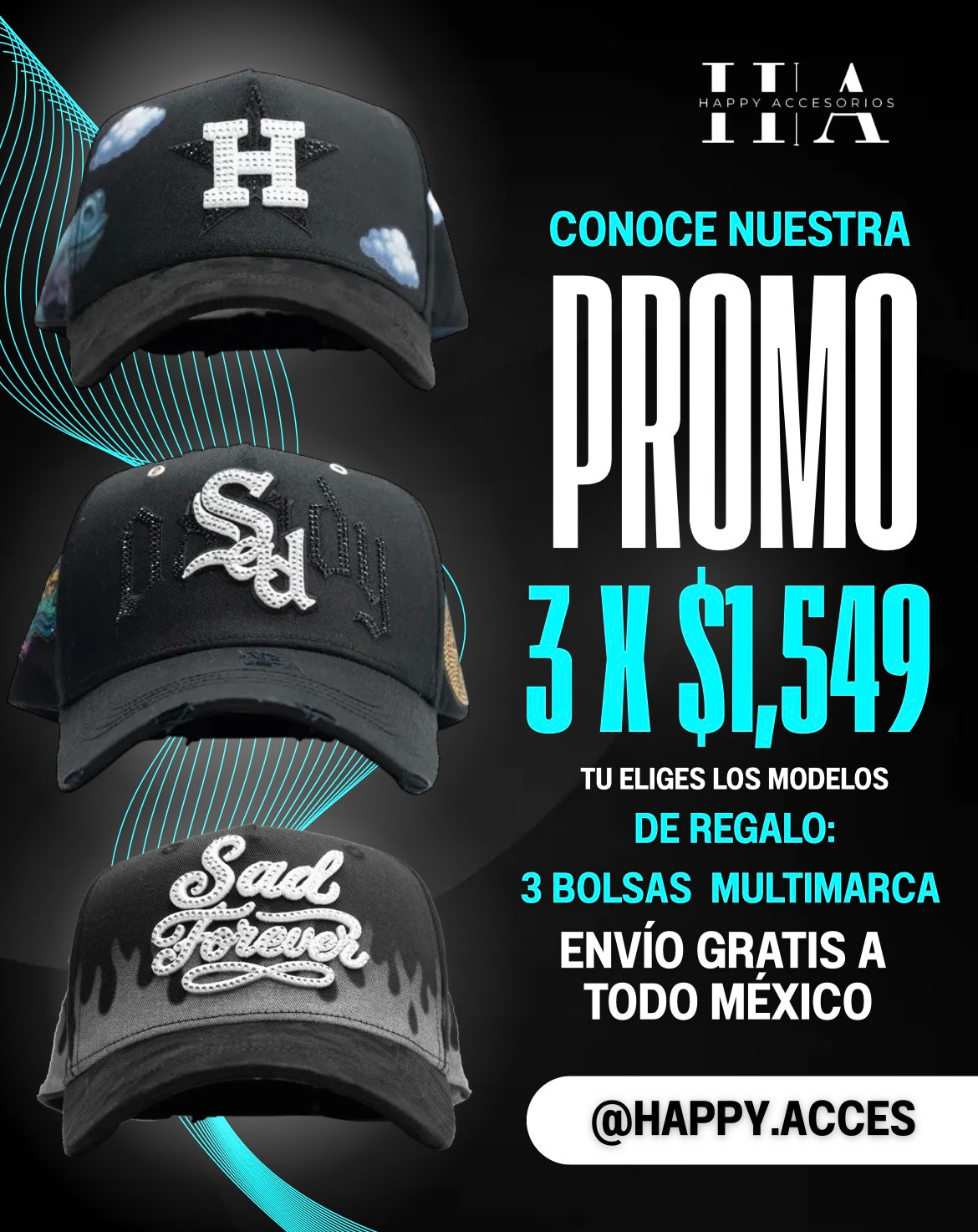 Paquete 3 Gorras