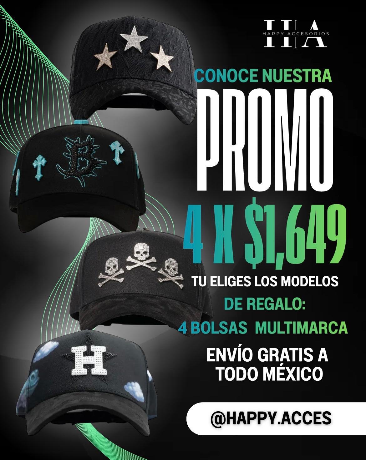 Paquete 4 gorras